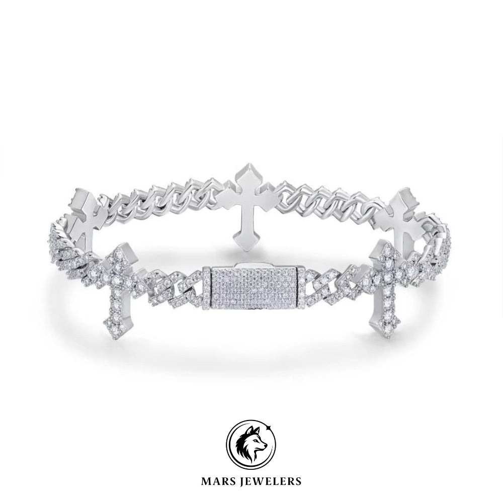 MARS 925 シルバー ブレスレット 925 Cross Cuban Bracelet | Mars Jewelers