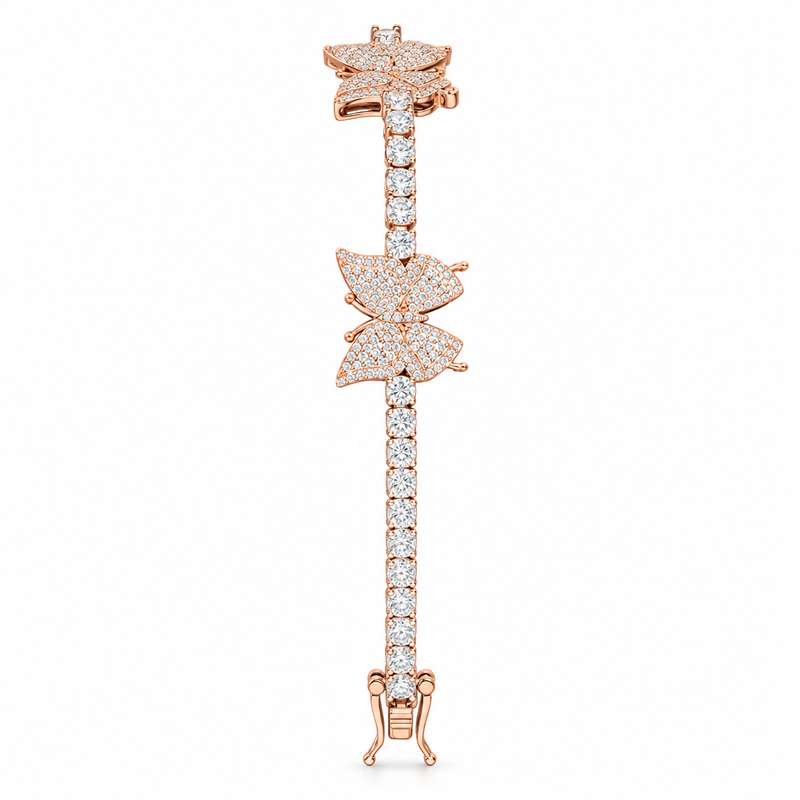 Butterfly Tennis Bracelet — rose — white background