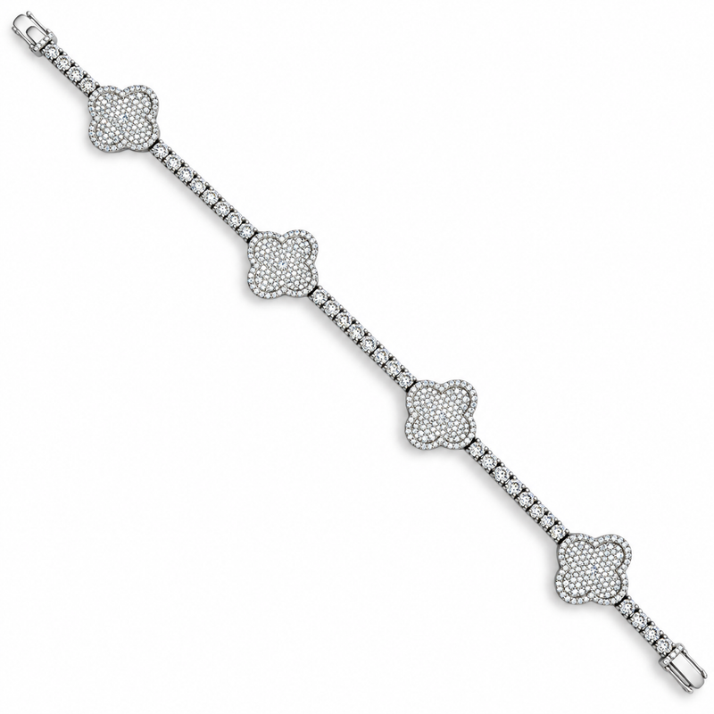 Iced Out Clover Lab Stone Bracelet — main — white background