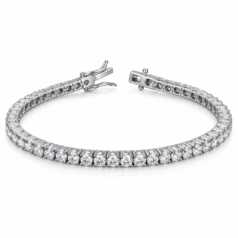 Lab Grown Stone Tennis Bracelet in .925 Sterling Silver — 3mm — white background