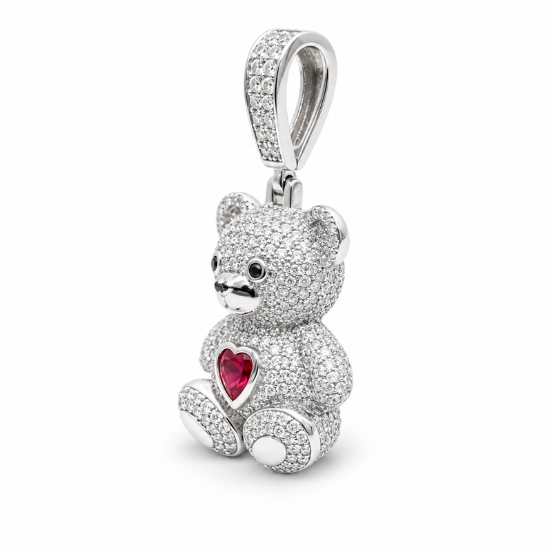 Heart Bear Pendant — side — white background