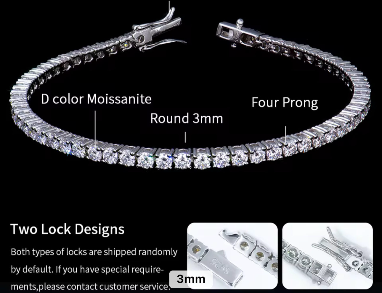 Lab Grown Stone Tennis Bracelet in .925 Sterling Silver