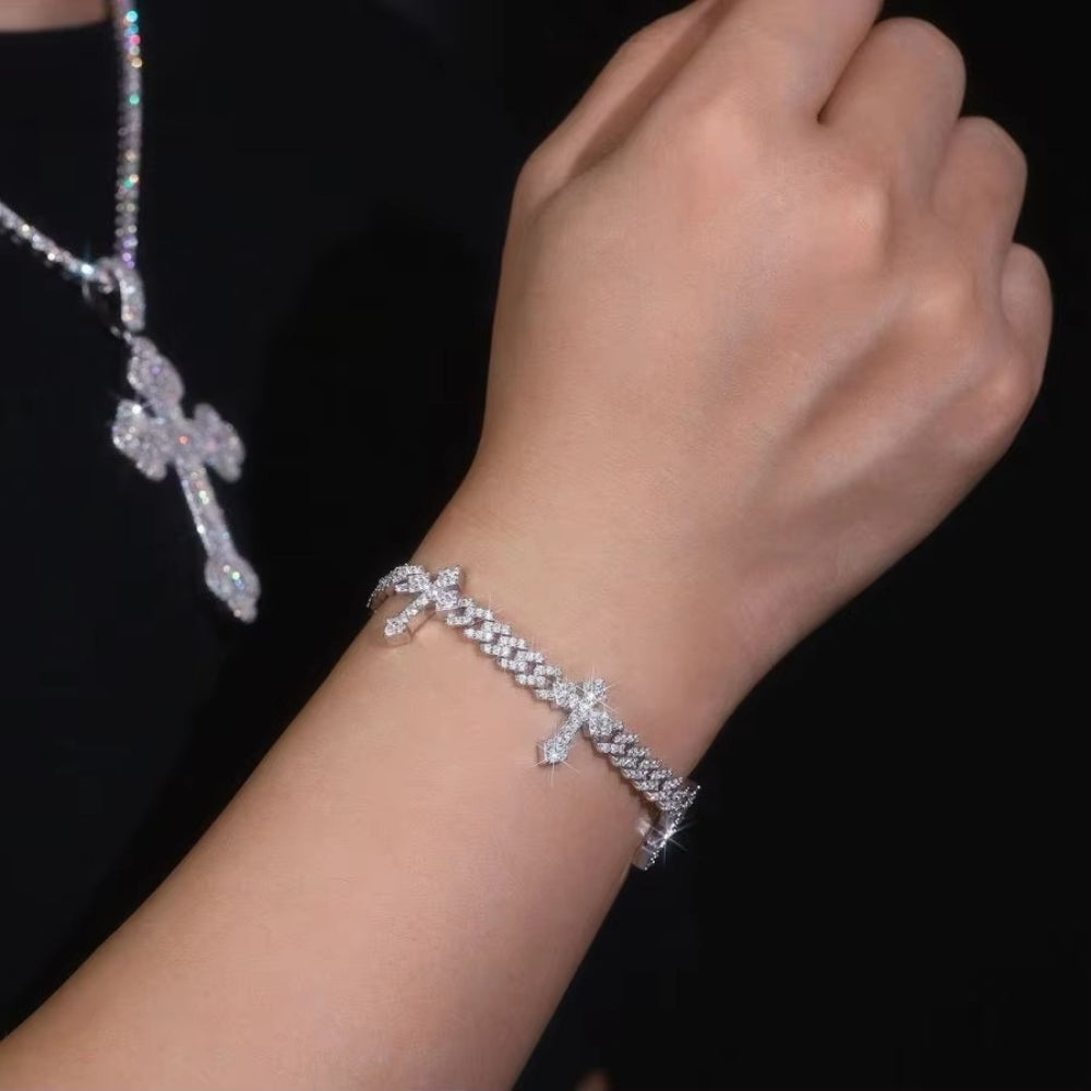 .925 Cross Cuban Bracelet