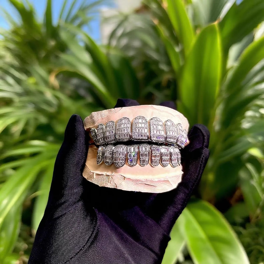 8 On 8 Baguette Moissanite Grillz