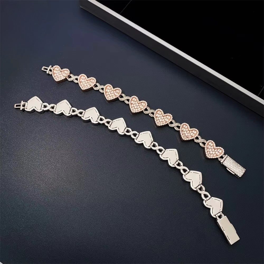 .925 Heart Baguette Infinity Bracelet