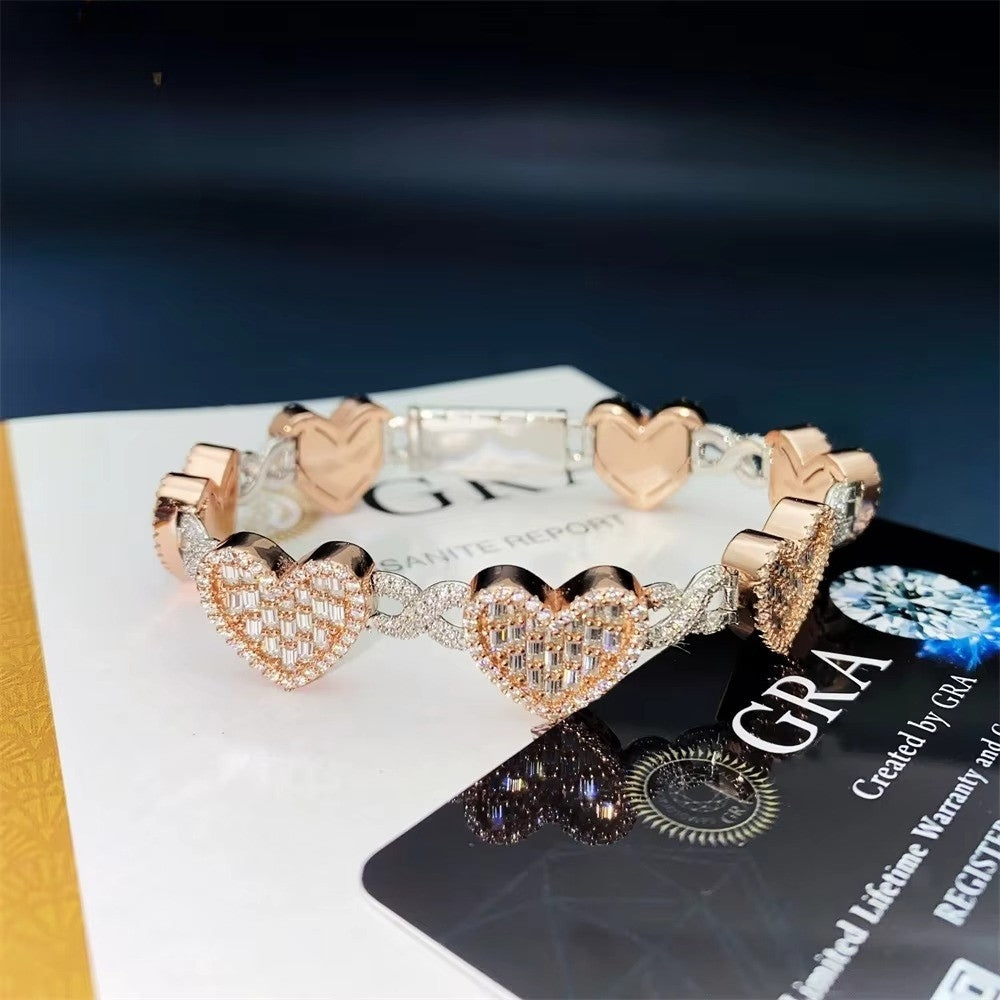 .925 Heart Baguette Infinity Bracelet