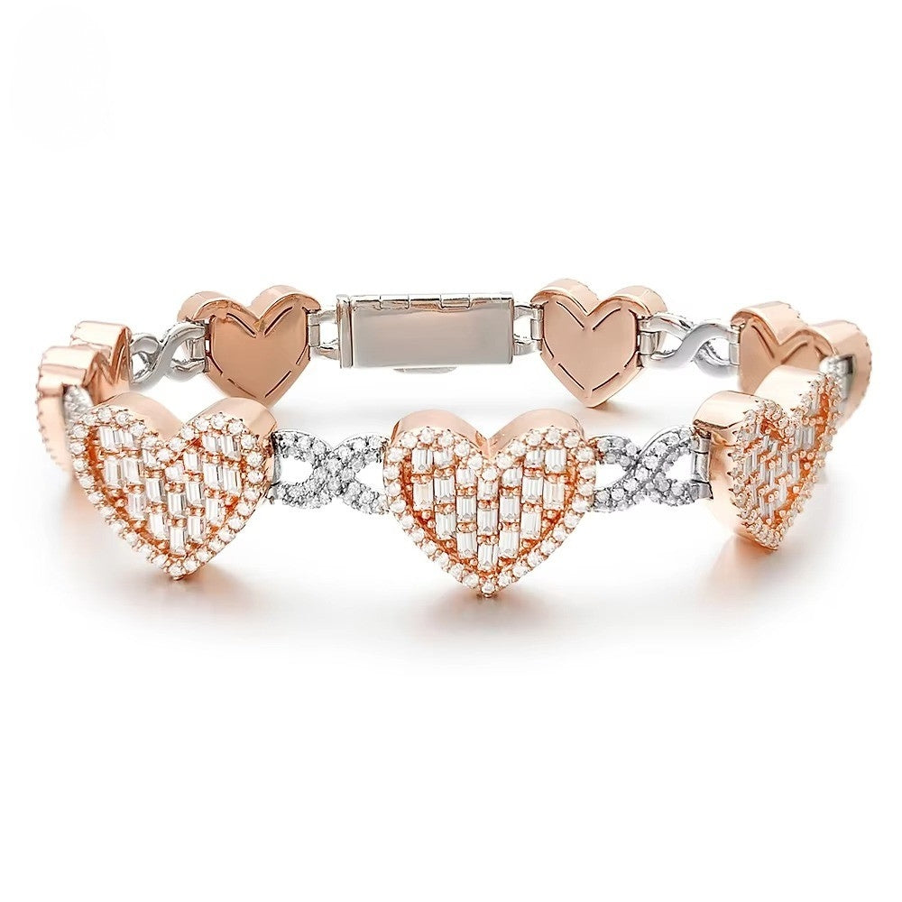 .925 Heart Baguette Infinity Bracelet