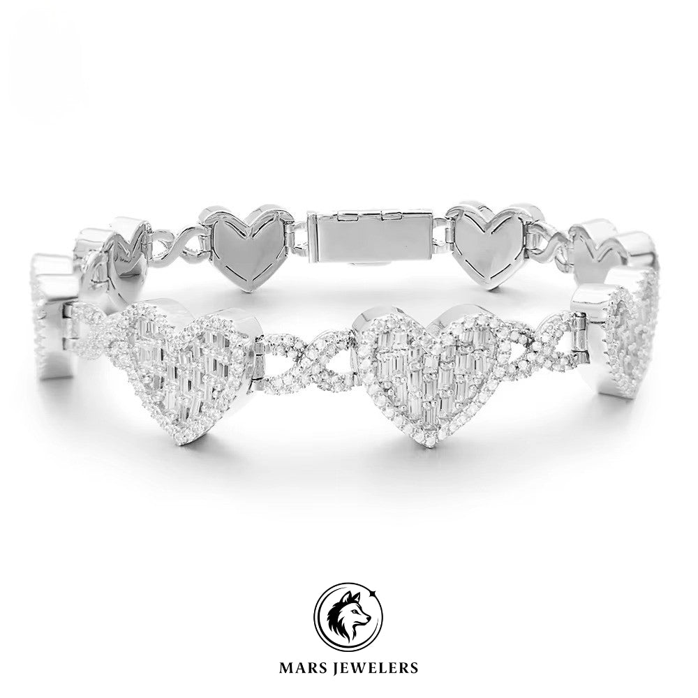 .925 Heart Baguette Infinity Bracelet