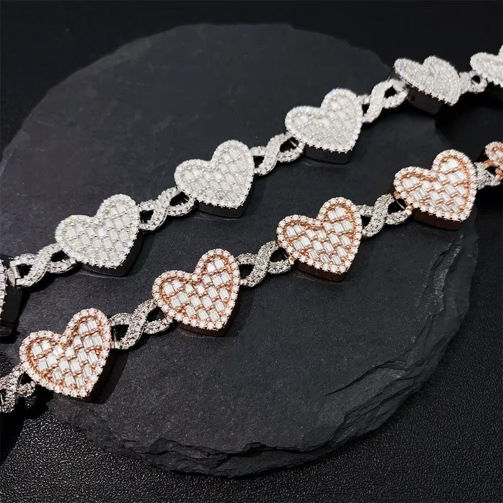 .925 Heart Baguette Infinity Bracelet