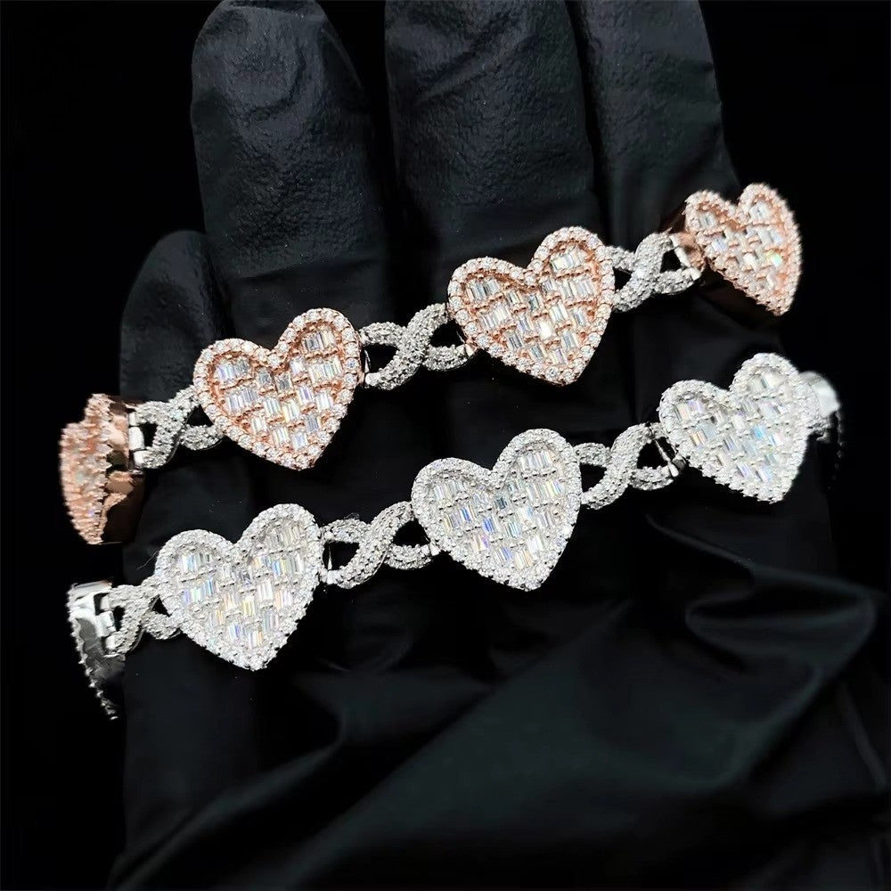 .925 Heart Baguette Infinity Bracelet