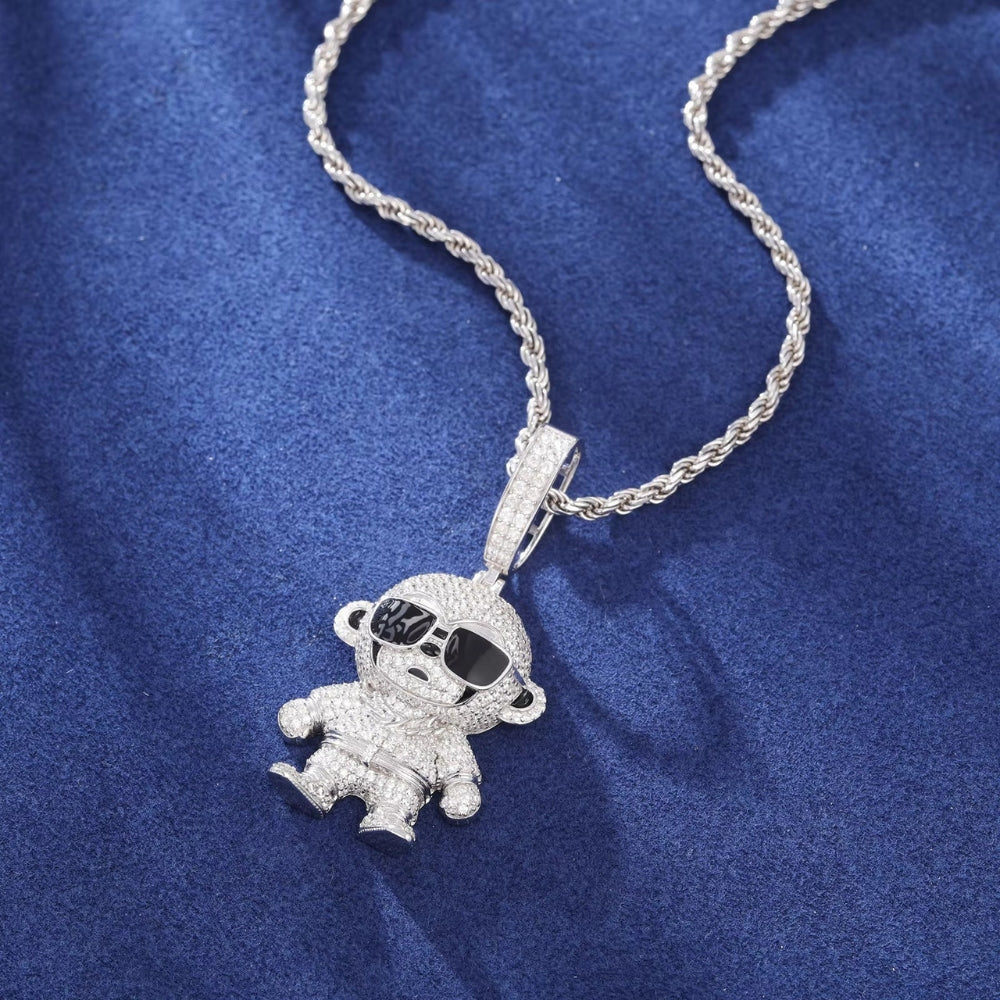 Iced Out Monkey With Glasses Pendant