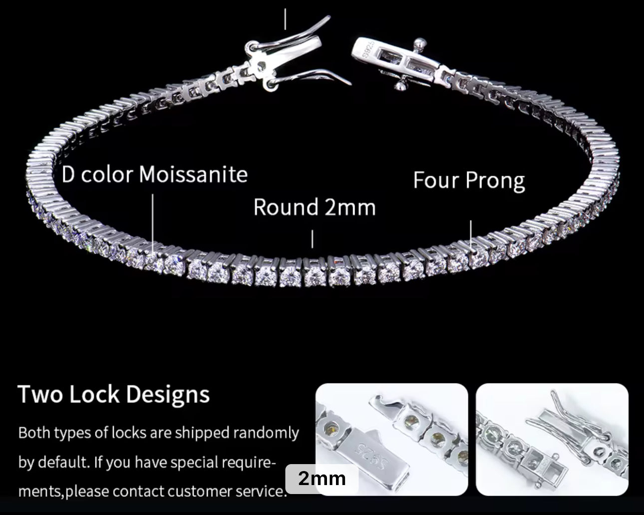 Lab Grown Stone Tennis Bracelet in .925 Sterling Silver