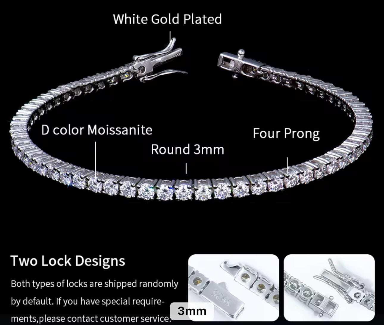 Lab Grown Stone Tennis Bracelet in .925 Sterling Silver