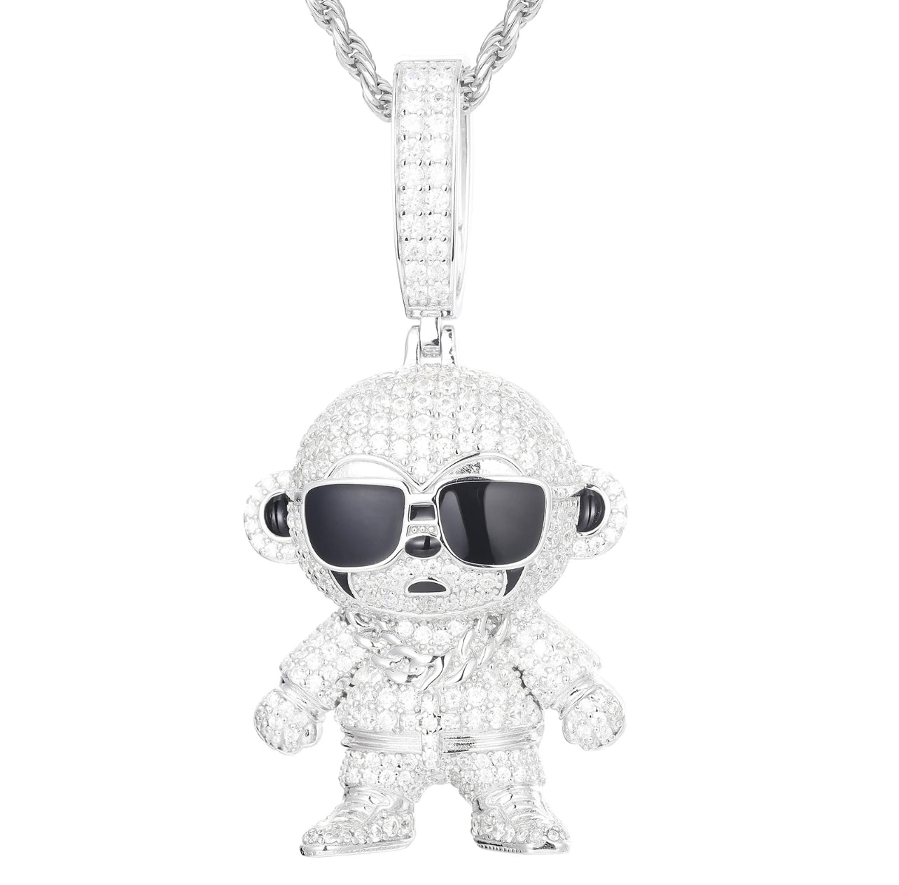 Iced Out Monkey With Glasses - Mars Jewelers