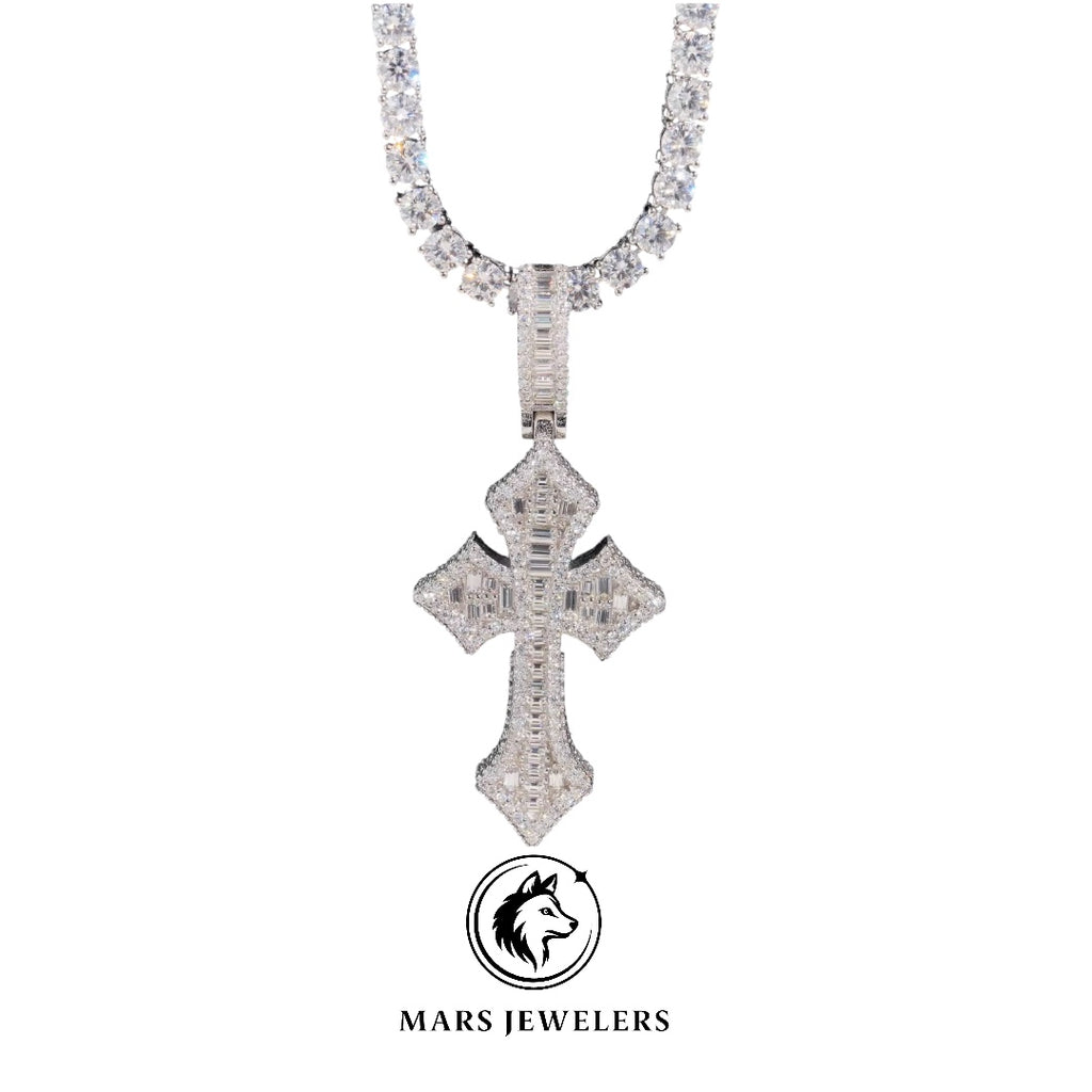 Baguette Cross Pendant - Mars Jewelers