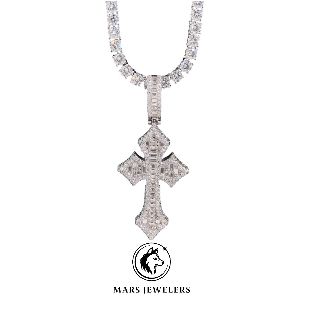 Baguette Cross Pendant - Mars Jewelers