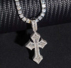 full render of the baguette cross pendant - Mars Jewelers