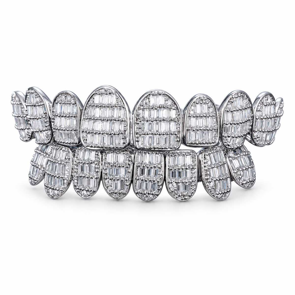 8 On 8 Baguette Moissanite Grillz — main — white background