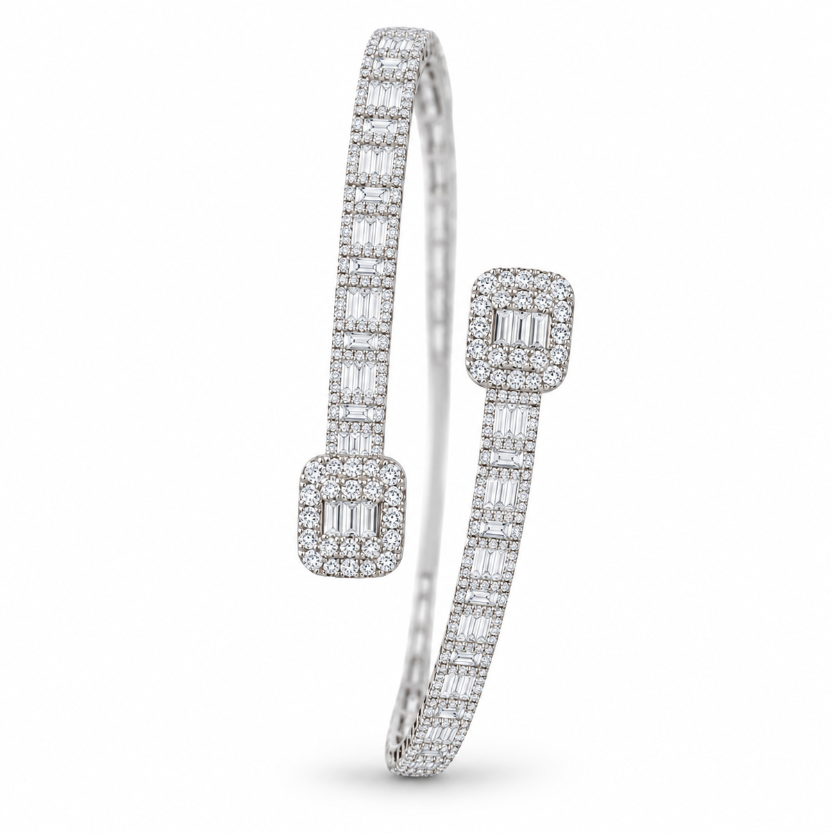 6–7.5″ .925 Silver Iced Baguette Bracelet — main — white background
