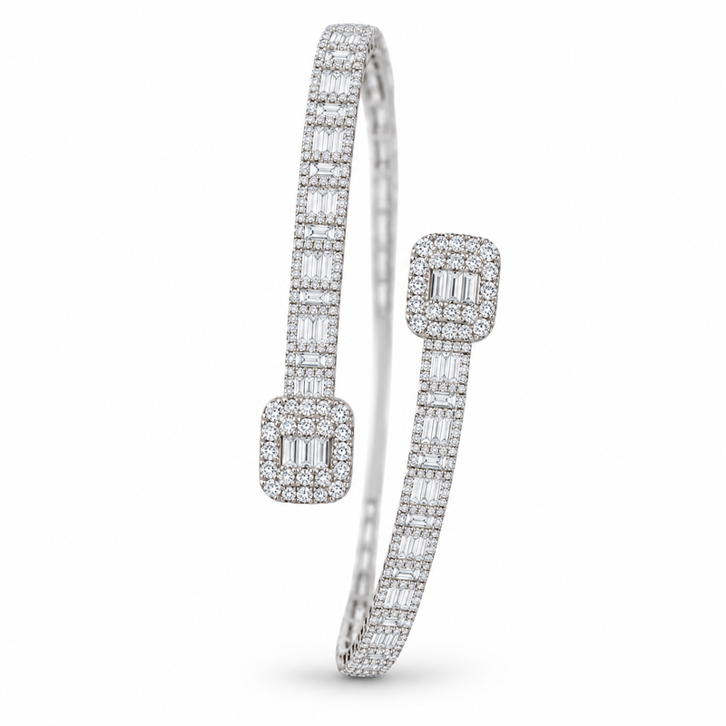 6–7.5″ .925 Silver Iced Baguette Bracelet — main — white background