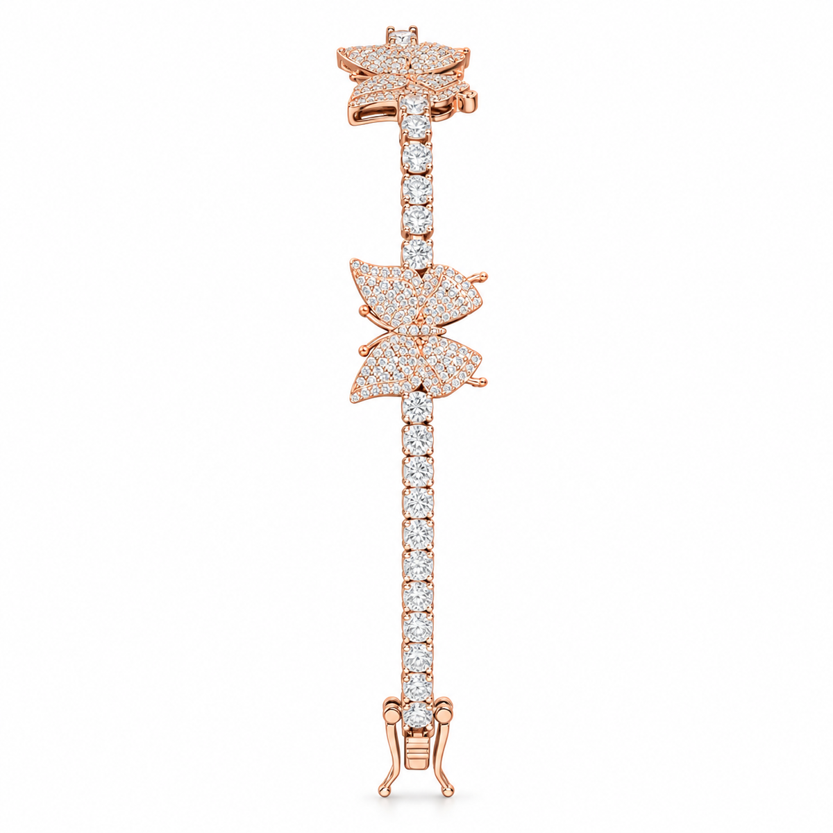 Butterfly Tennis Bracelet — rose — white background