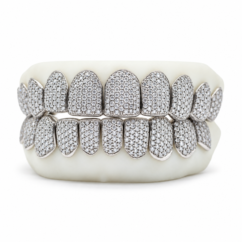 Custom Moissanite Grillz – VVS Moissanite & .925 Silver — main — white background