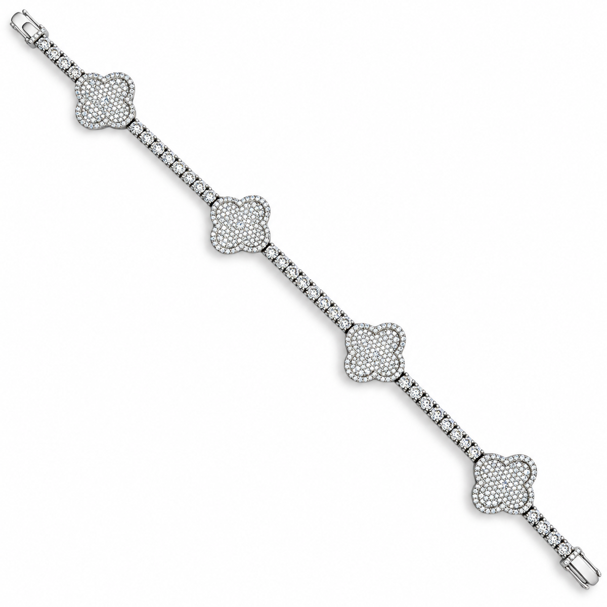 Iced Out Clover Lab Stone Bracelet — main — white background