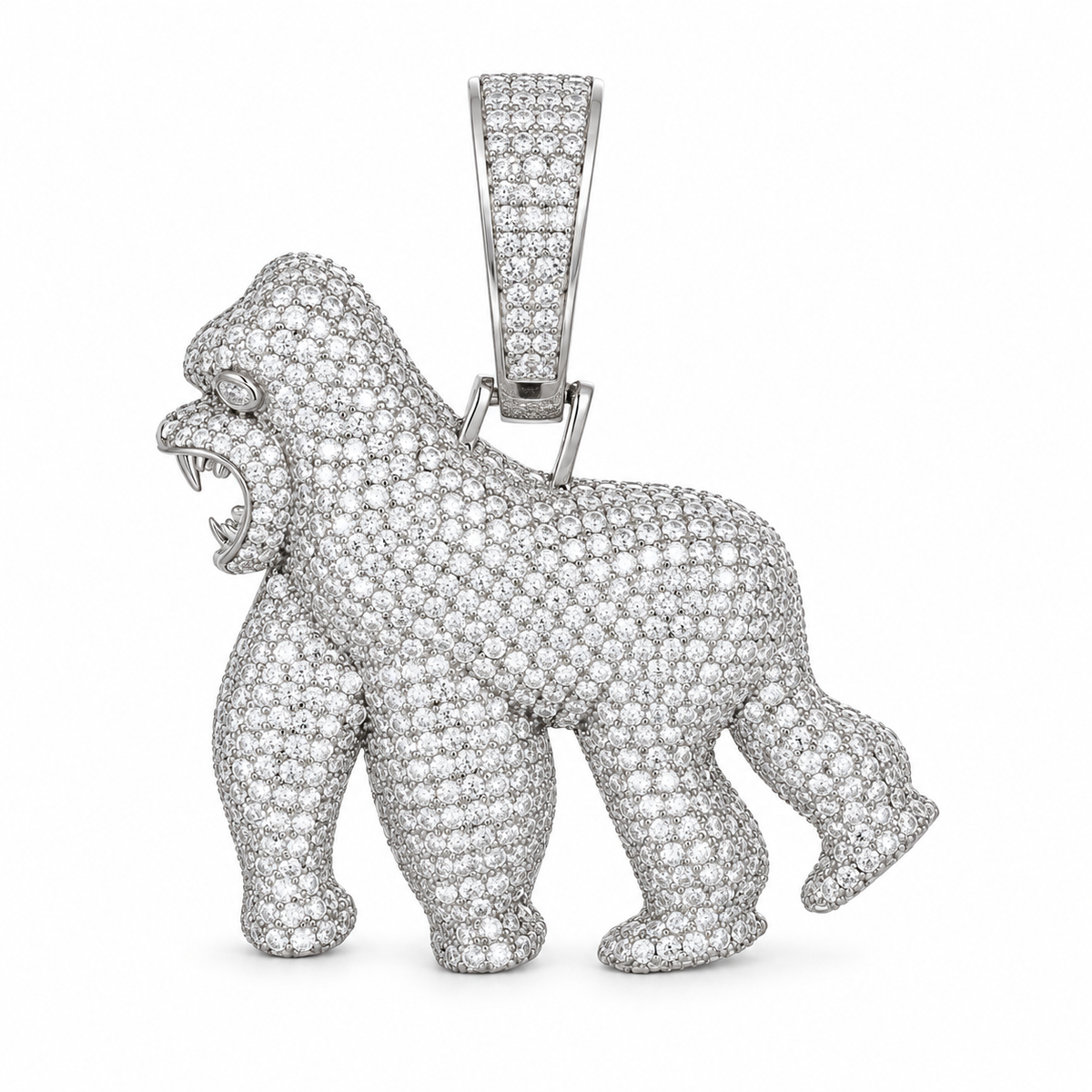 Iced-Out Gorilla Pendant — main — white background