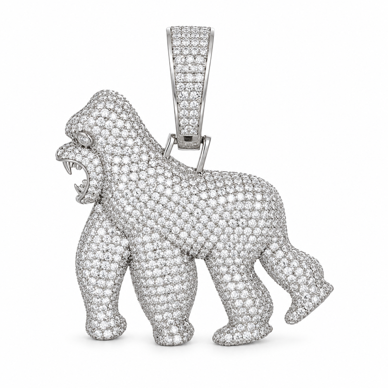 Iced-Out Gorilla Pendant — main — white background