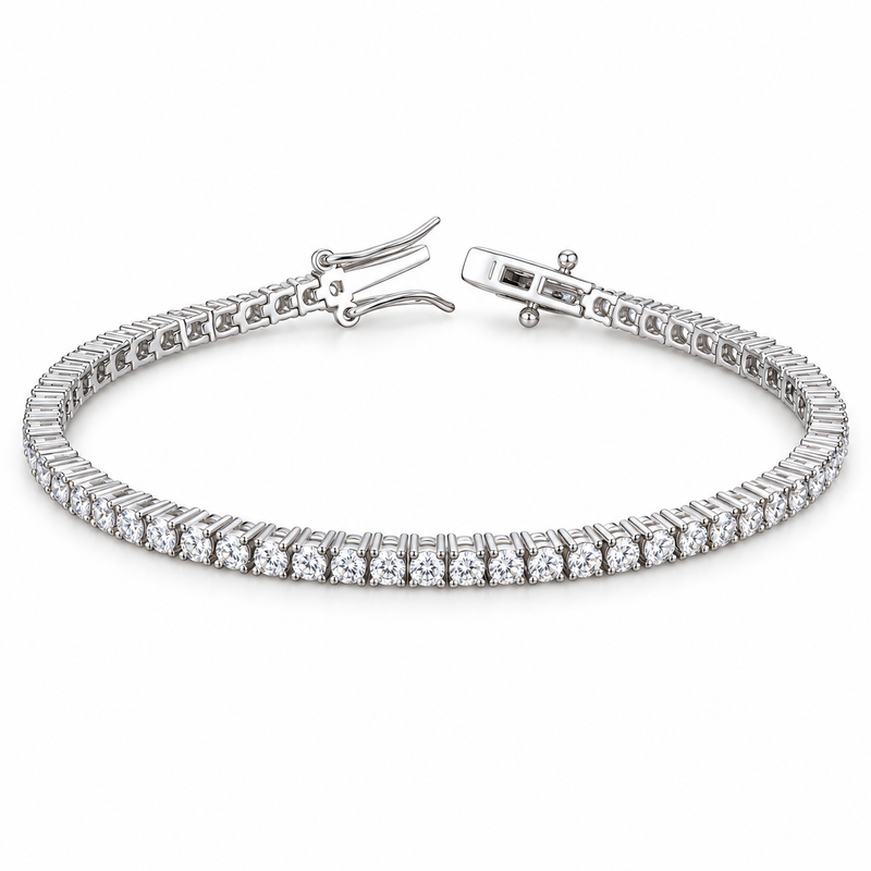 Lab Grown Stone Tennis Bracelet in .925 Sterling Silver — 2mm — white background