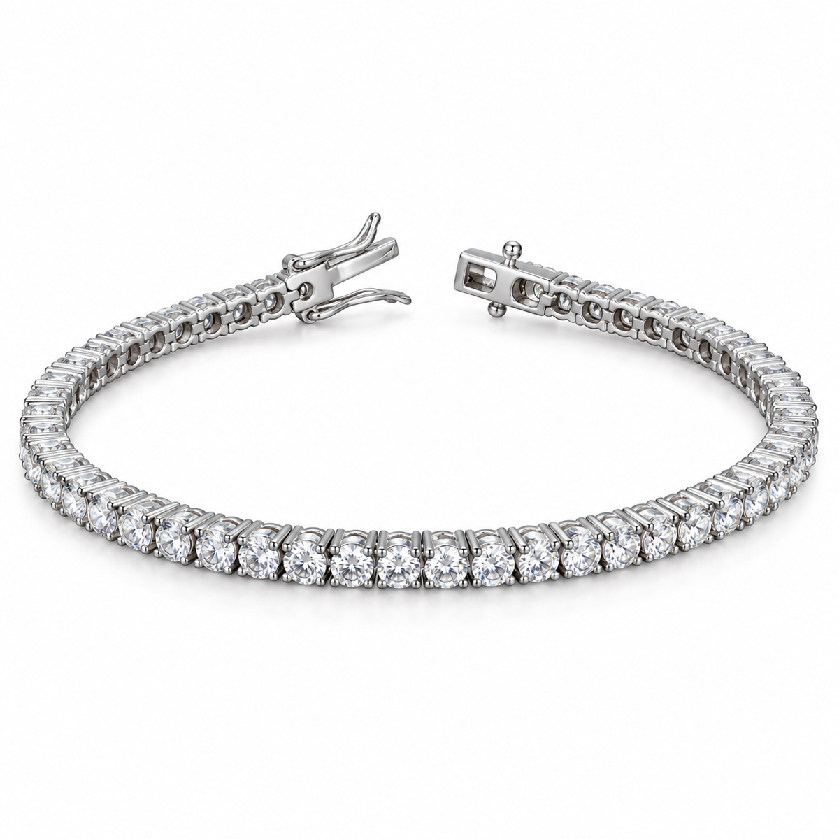 Lab Grown Stone Tennis Bracelet in .925 Sterling Silver — 3mm — white background