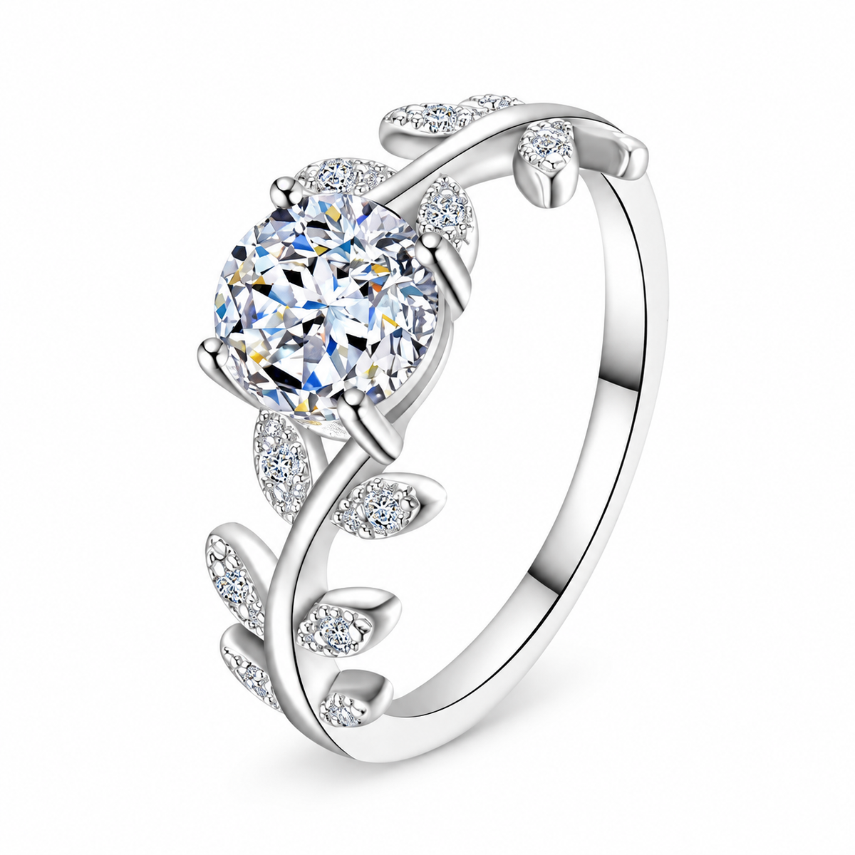 Laurel Leaf 1ct Lab Stone Ring — main — white background