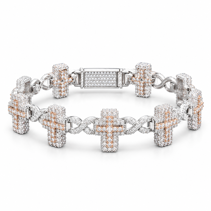 Infinity Cross Bracelet & Chain Set – VVS Lab Stone Jewelry | Mars Jewelers — main — white background
