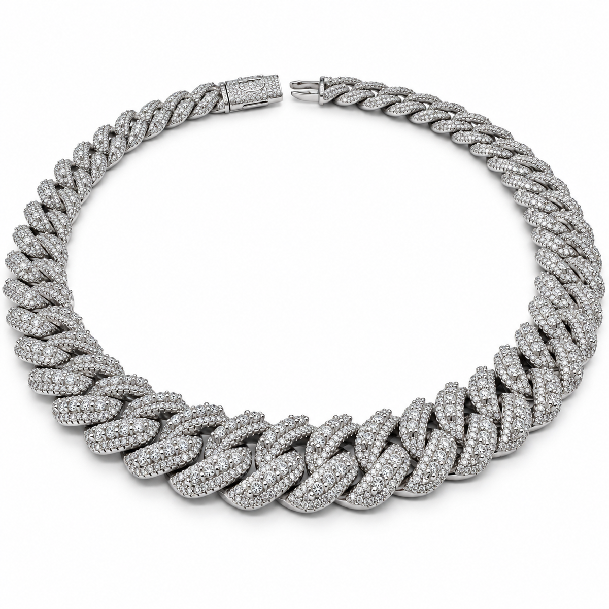 Raised Pointer Lab Stone Cuban Chain — main — white background