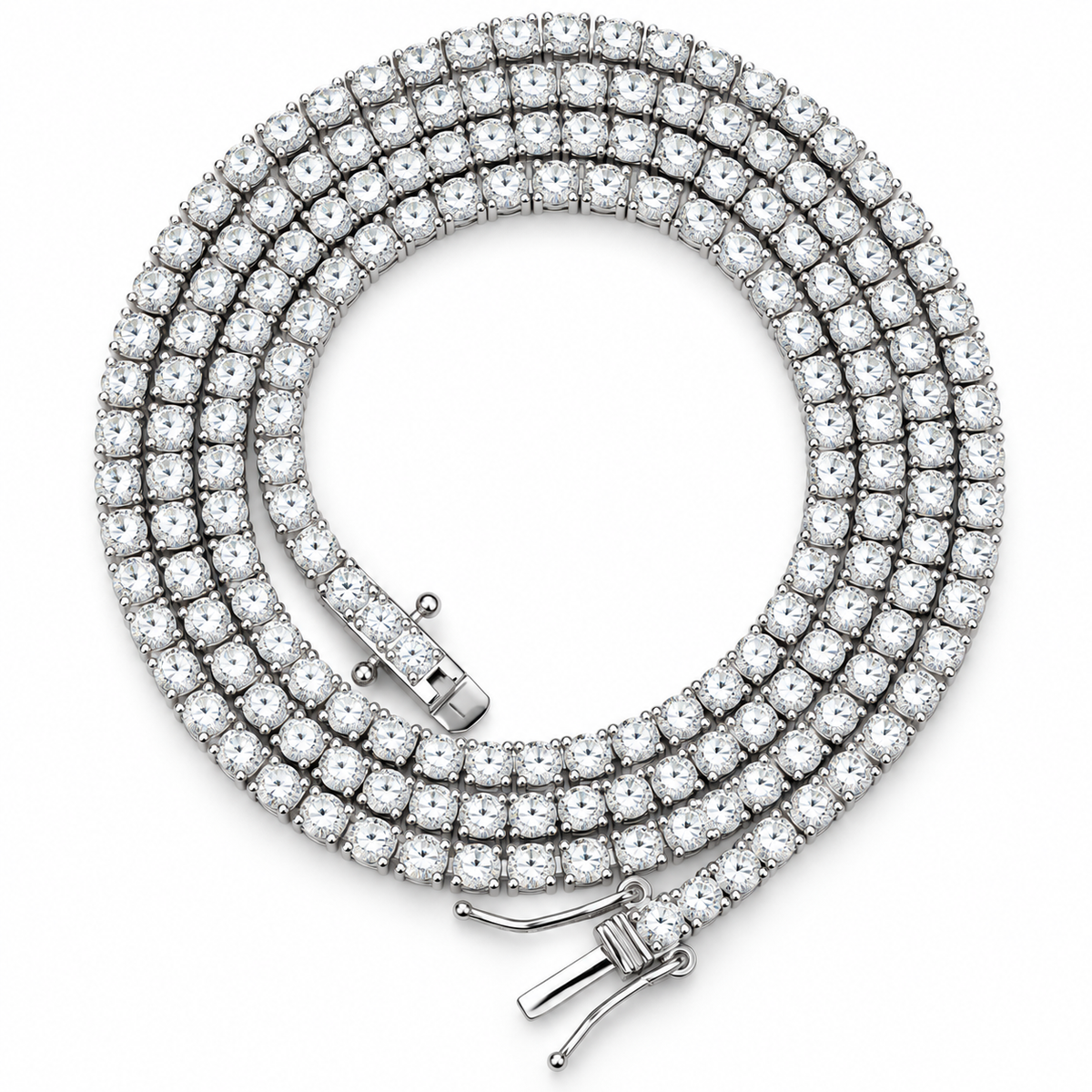 Lab Stone Tennis Chains — 2mm-white — white background