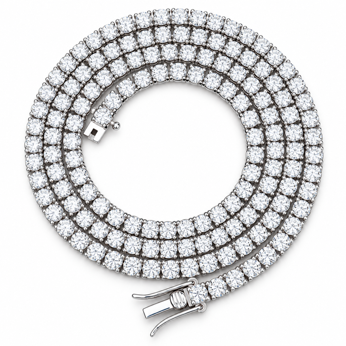 Lab Stone Tennis Chains — 3mm-white — white background