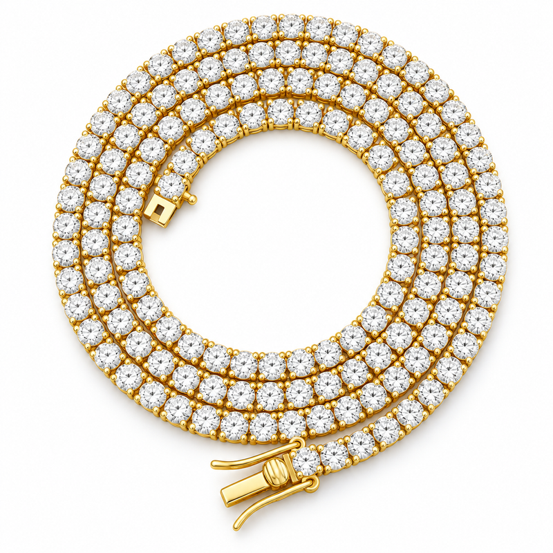 Lab Stone Tennis Chains — 3mm-yellow — white background