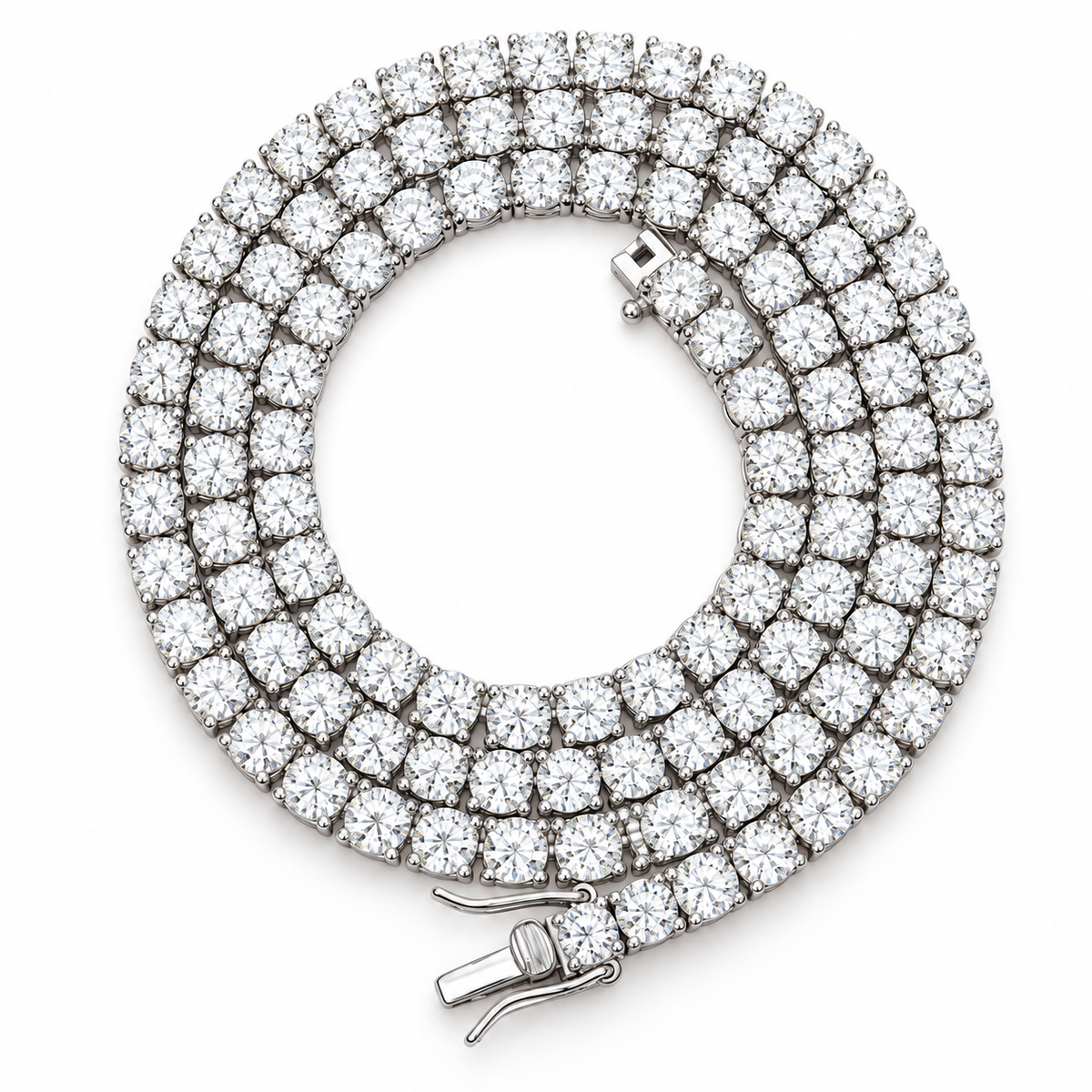 Lab Stone Tennis Chains — 4mm-white — white background