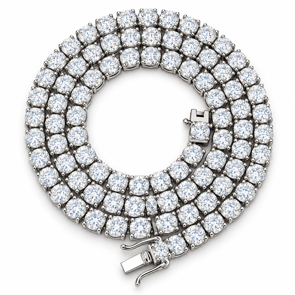 Lab Stone Tennis Chains — 5mm-white — white background