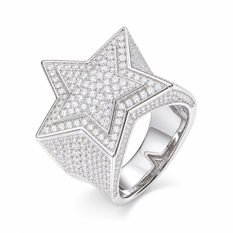 White Gold Vermeil Star — main — white background