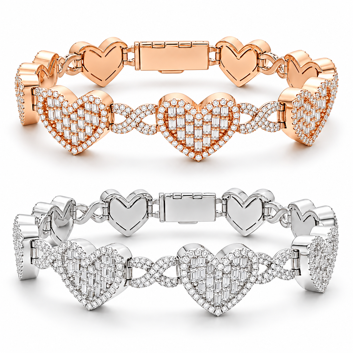 Heart baguette infinity bracelet - available color options
