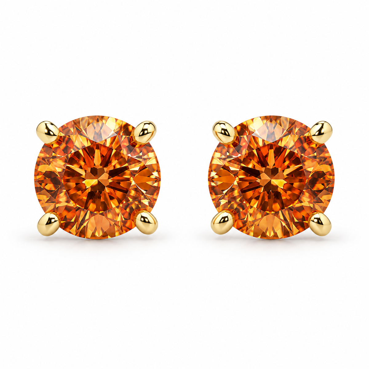 Orange Lab Stone Earrings in 14K Gold Vermeil — yellow gold, white background