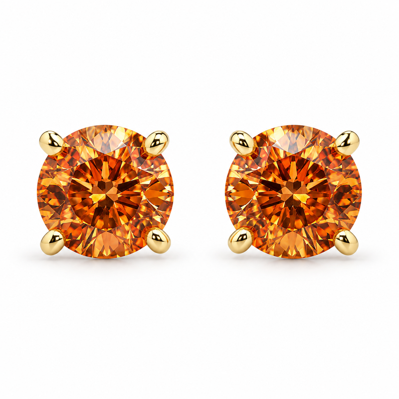 Orange Lab Stone Earrings in 14K Gold Vermeil — yellow gold, white background