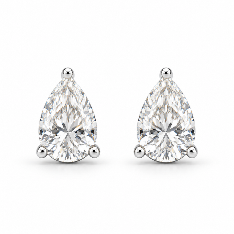 Teardrop Lab Stone Earrings in 14K White Gold Vermeil — white gold, white background